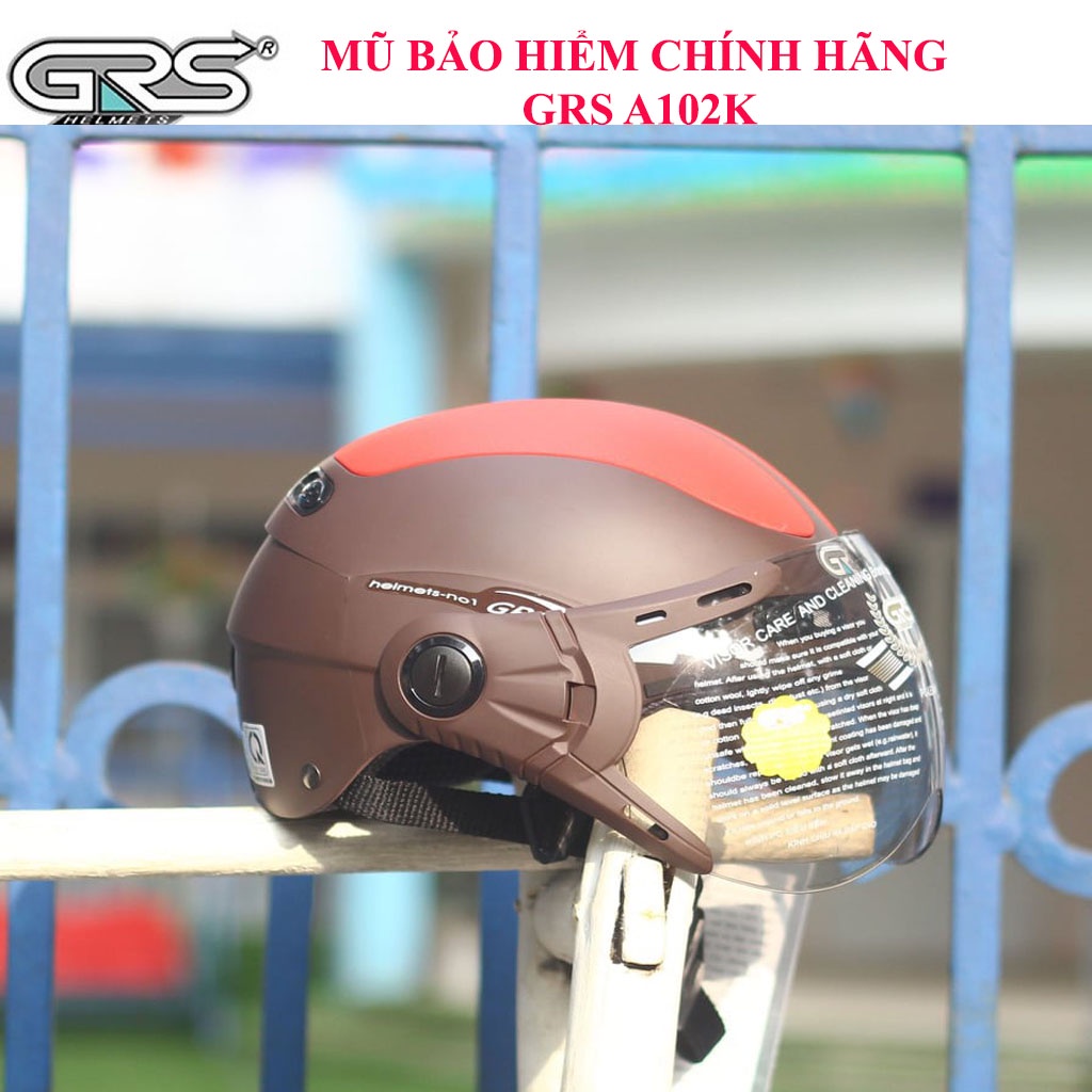 ♥️ Shop Uy Tín ♥️ Mũ bảo hiểm nửa đầu có kính grs A102 kính, hàng chính hãng đạt chuẩn có mã quét