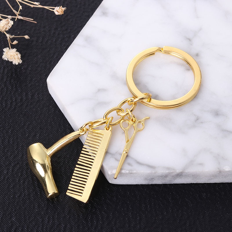 Móc Khóa Hình Kéo Lược Sấy Tóc