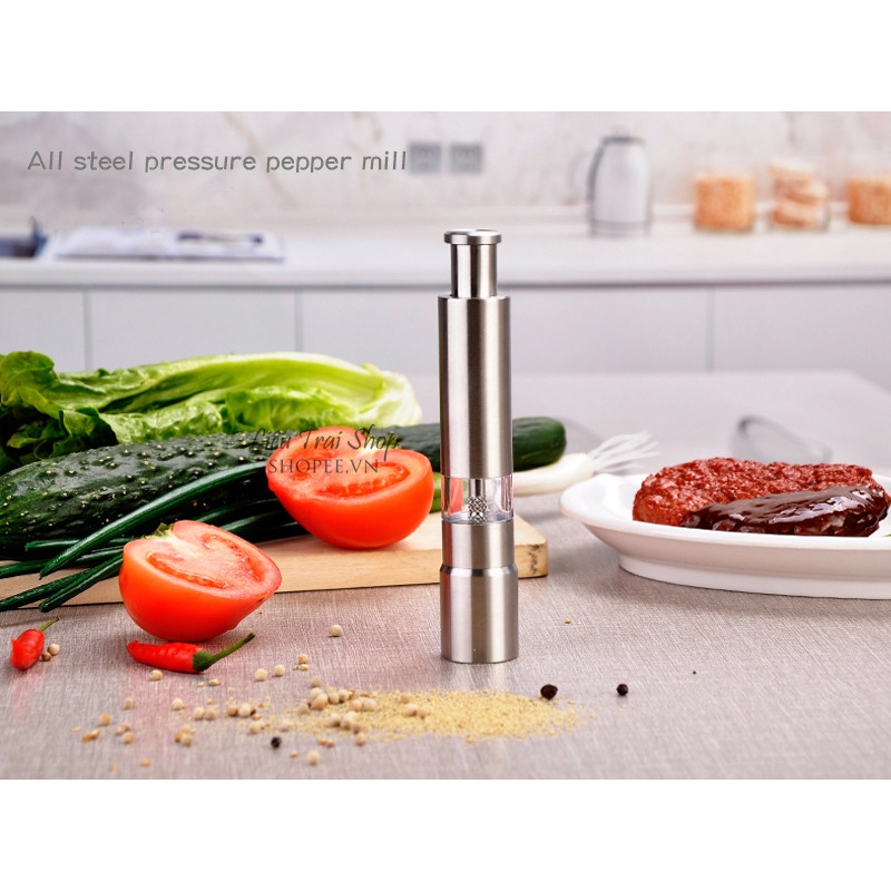Cối xay tiêu thủ công inox một tay nhỏ gọn tiện dụng