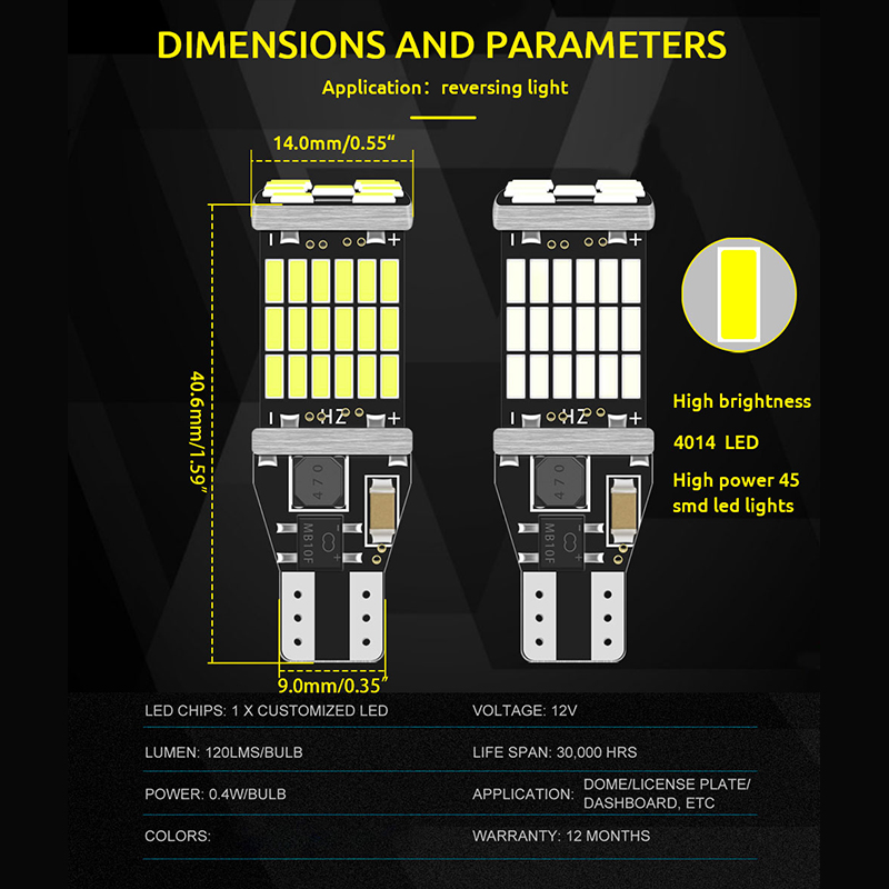 2 đèn led t15 4014 45smd siêu sáng cho xe hơi