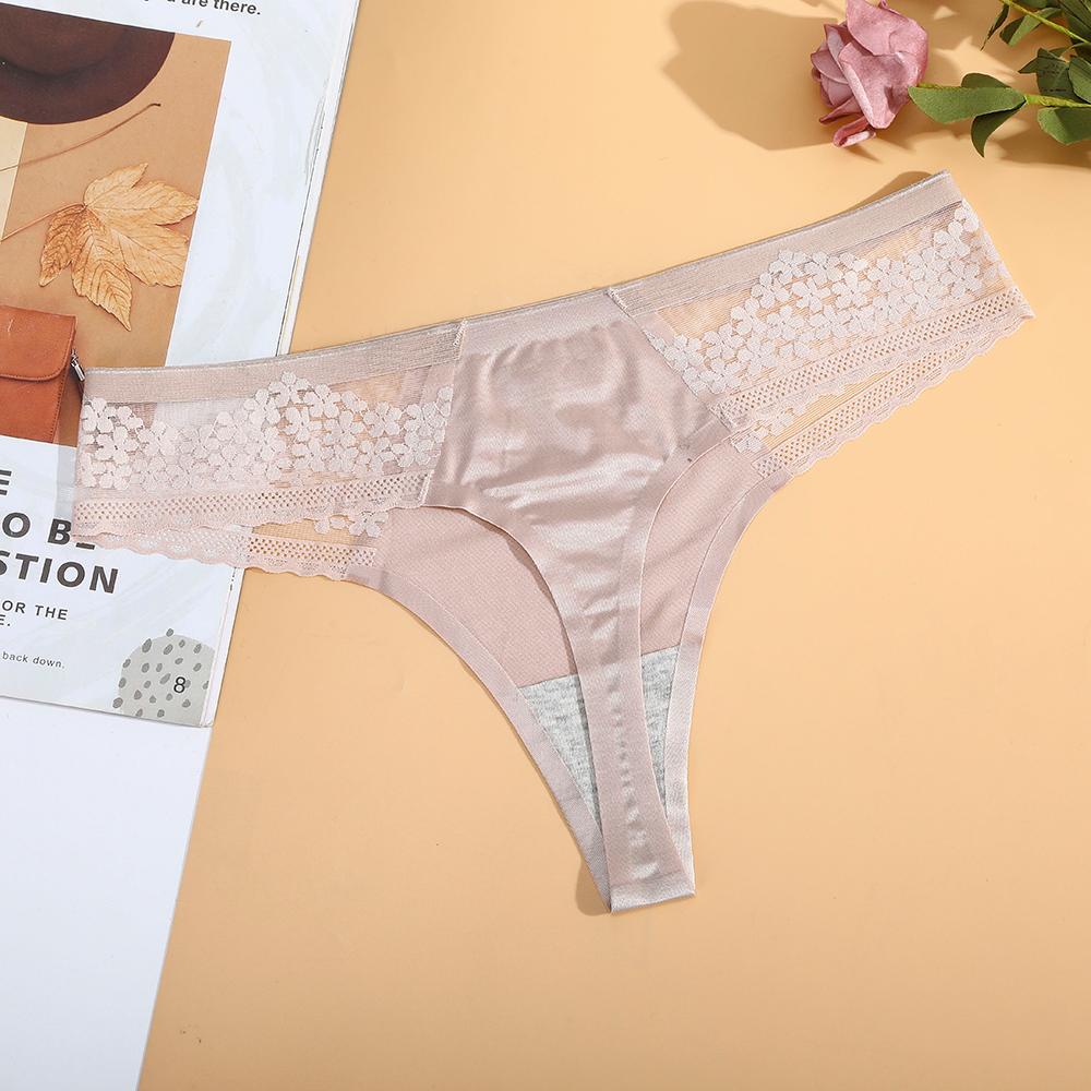 Quần Lót Cotton Lụa Phối Ren Không Đường May Lưng T WMES15H Gợi Cảm Cho Nữ