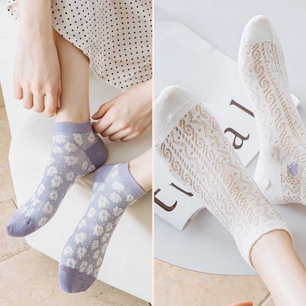 Vớ cotton Thoáng Khí Thoải Mái Màu Tím/Hồng/Tím Cho Nữ