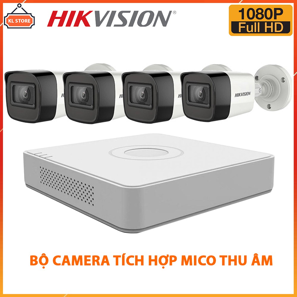 Bộ Camera Quan Sát Hikvision 2.0MP Full HD – Tích Hợp Micro Thu Âm – Trọn Bộ Camera 4 Kênh Đầy Đủ Phụ Kiện Lắp Đặt