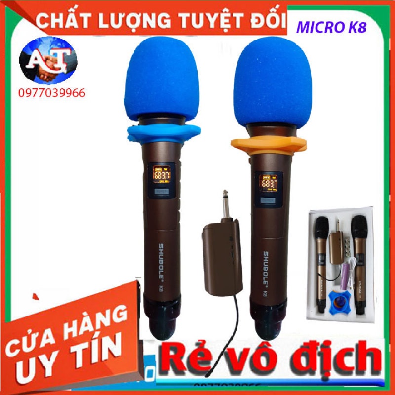 Micro karaoke không dây shubole k8 vỏ micro kim loại chắc chắn hát hay nhẹ tiếng vô địch trong tầm giá