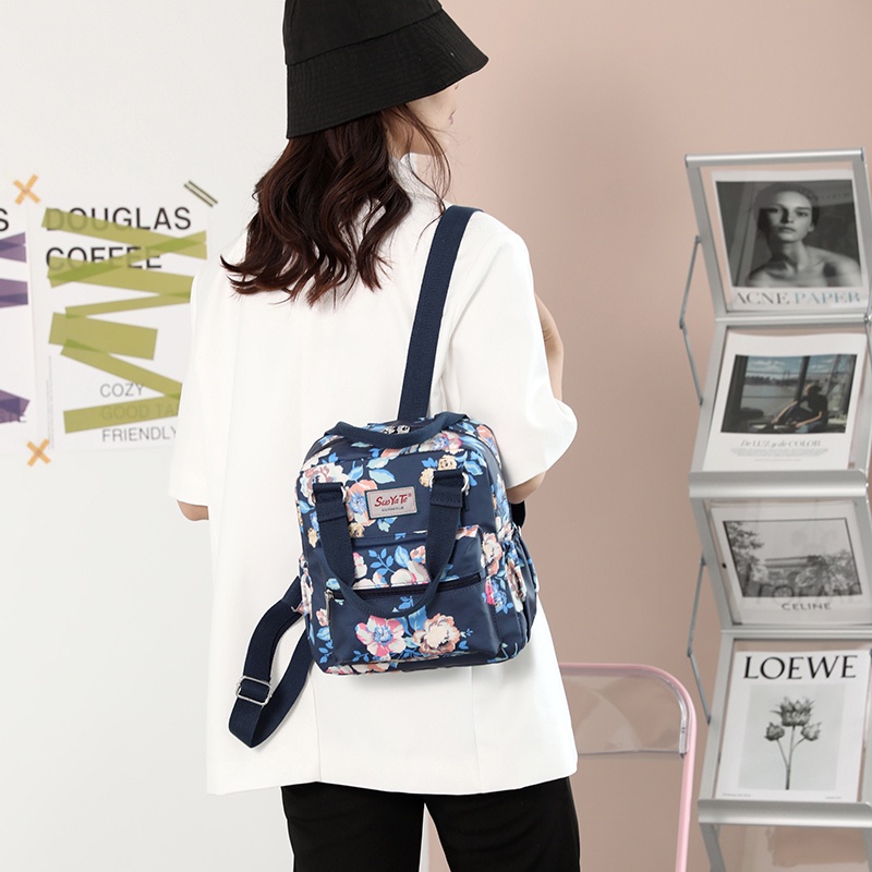 Balo Đi Học Vải Oxford Siêu Nhẹ Chống Thấm Nước In Họa Tiết Hoa Phong Cách Mới 2022