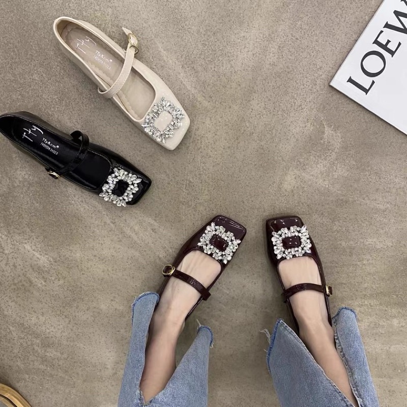 Giày búp bê phối đá sang chảnh tiểu thư quai ngang nhỏ