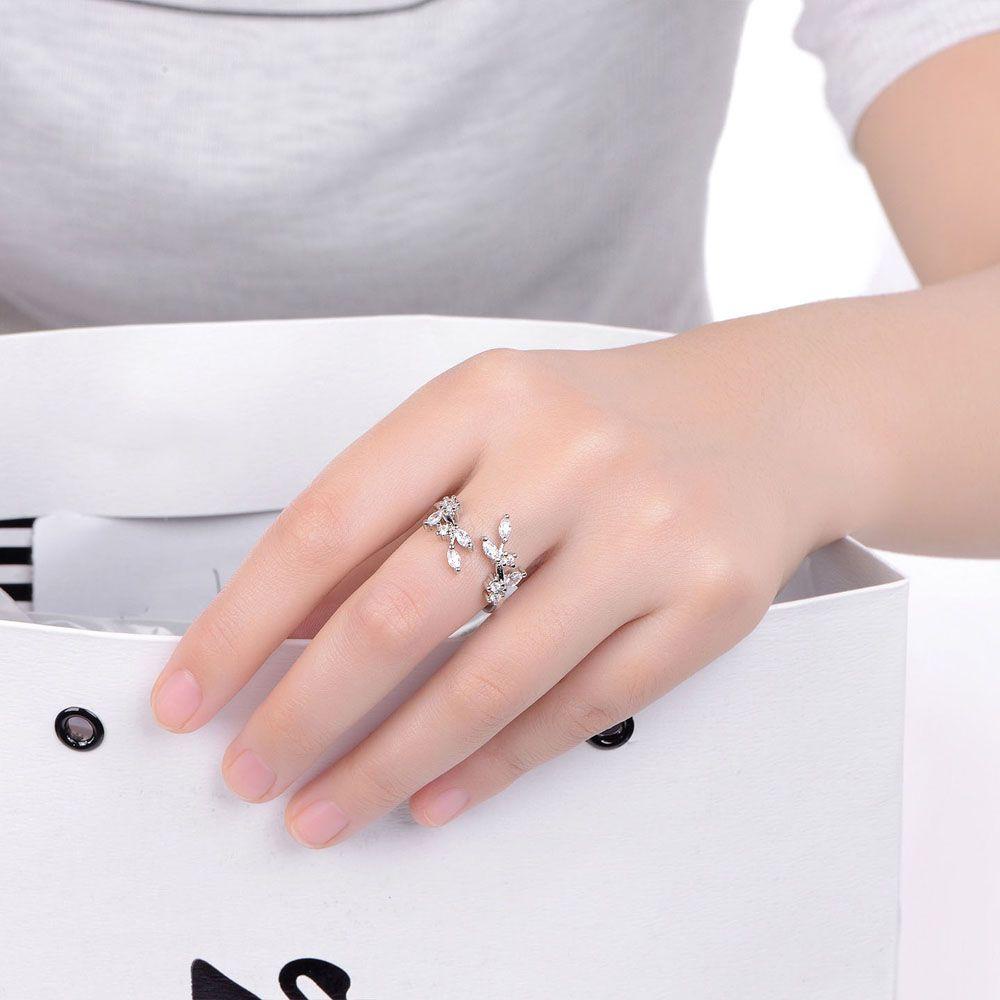 Nhẫn Nữ Họa Tiết Chiếc Lá Đơn Giản Có Thể Điều Chỉnh Kích Cỡ 2Li