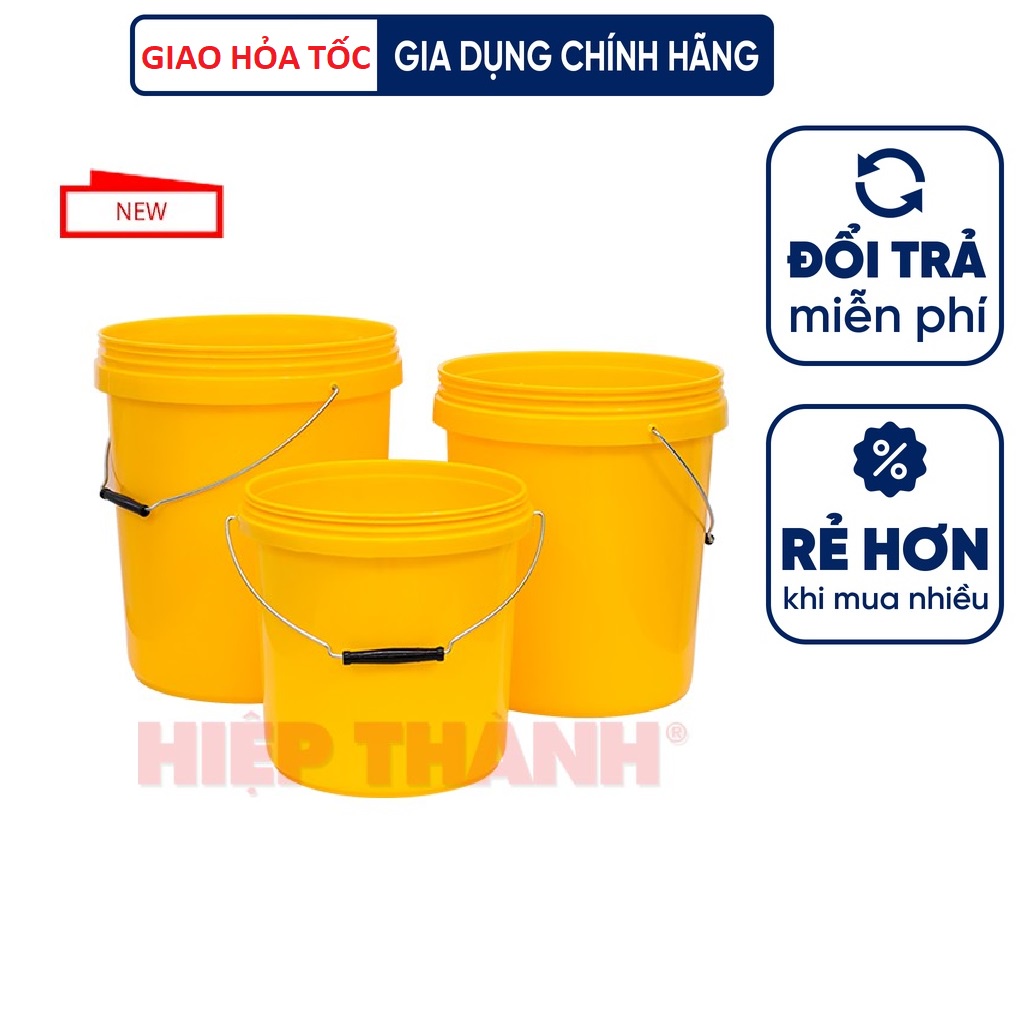 Xô nhựa tròn kiểu thùng sơn, 4 kích cỡ, dùng đựng nước đựng gạo, nhựa PP màu trắng, vàng, xanh dương