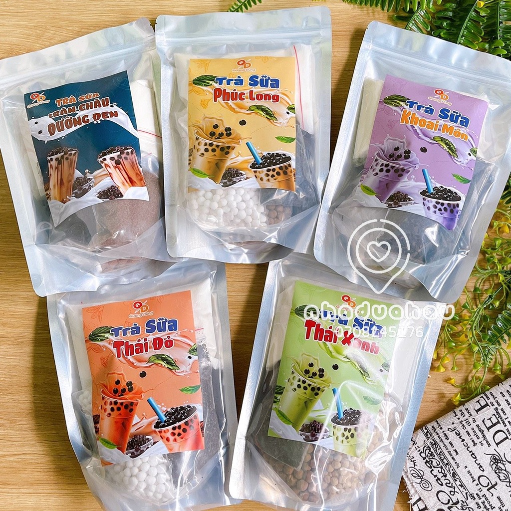 Một set nguyên liệu làm trà sữa đủ vị Púc Long/ thái đỏ/ thái xanh/ khoai môn/ đường đen gói lớn 500g pha 4-5ly | BigBuy360 - bigbuy360.vn