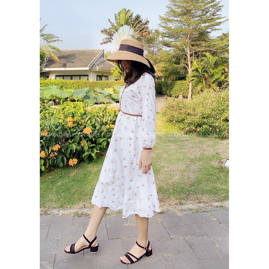 [Ảnh Thật] Váy Hoa Nhí Dáng Suông Dài Họa Tiết Bồ Công Anh Siêu Vintage, Mã L003 | BigBuy360 - bigbuy360.vn
