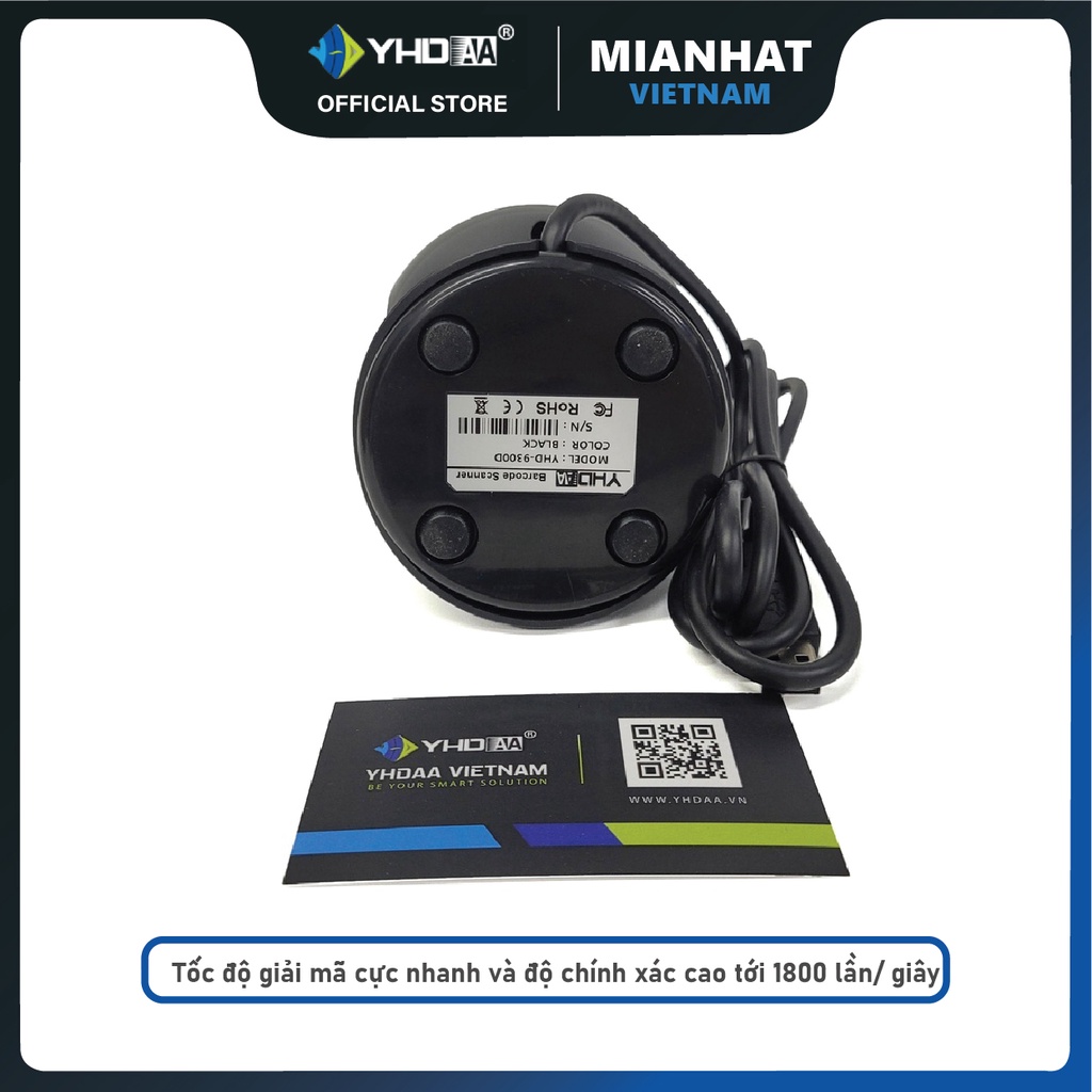 Máy quét mã vạch để bàn YHD 9300D đọc mã vạch Barcode 1D Qrcode 2D trên bao bì sản phẩm hàng hóa dùng trong Siêu thị
