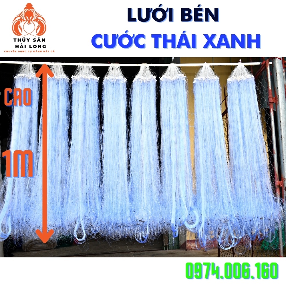 Lưới đánh cá 3 màn THÁI XANH  cao 1m, ô mắt to 6 - 10 phân đánh bắt cá to