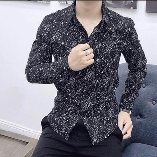 Áo sơ mi nam tay dài hoạ tiết