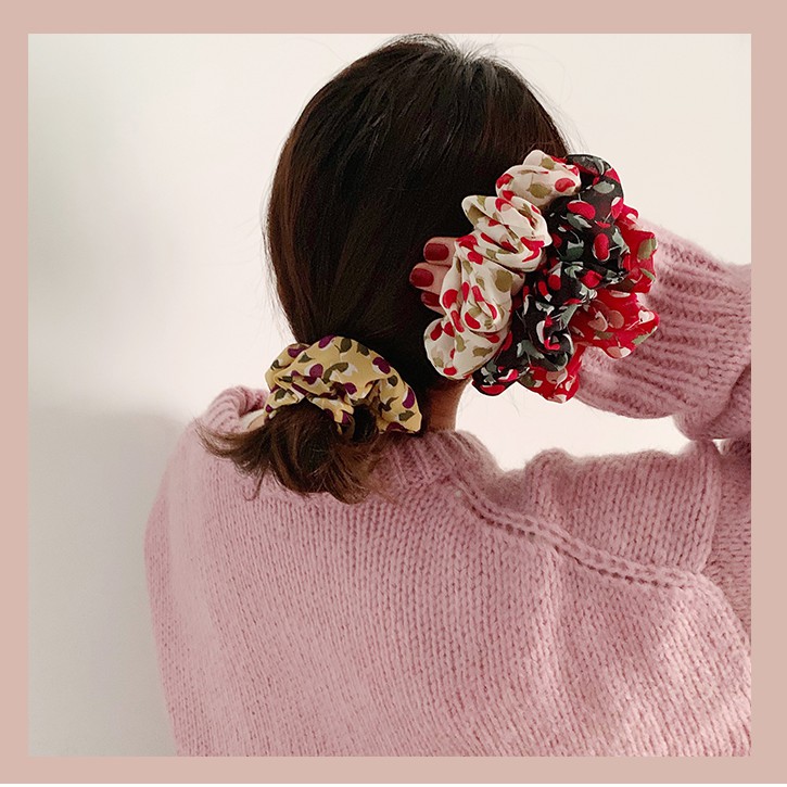 Dây Cột Tóc Scrunchies Họa Tiết Cherry Vintage Dịu Dàng