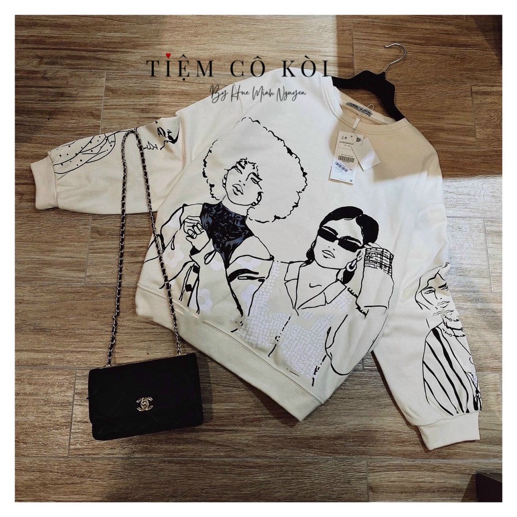 Áo nỉ oversize trắng áo hoodie nữ hình cô gái xinh xắn tiemcokoi | BigBuy360 - bigbuy360.vn