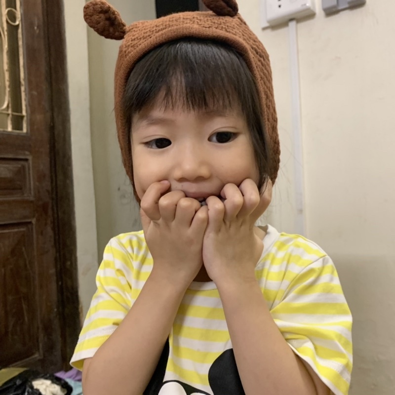 Mũ len trùm tai gấu HM