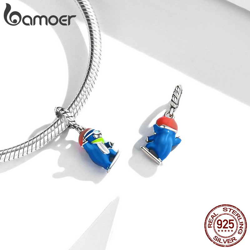 Hạt xỏ dây chuyền vòng tay Bamoer Scc1998 với 6 mẫu lựa chọn bằng bạc 925 tạo hình trang phục mùa đông có lỗ hở 4.5mm