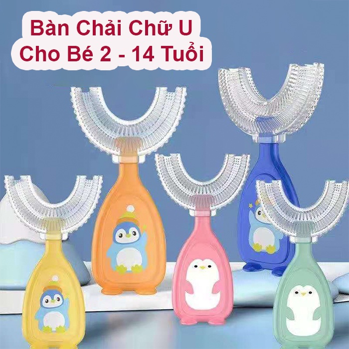 Bàn Chải Đánh Răng Cho Bé Hình Chữ U Chất Liệu Silicon Trong Suốt Cao Cấp Làm Sạch 360° Hình Thú Ngộ Nghĩnh - G44