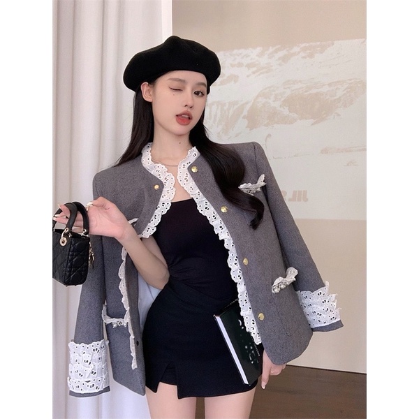 Áo khoác vest phối viền ren koreastyle