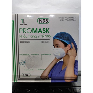 Khẩu trang y tế 5 lớp n95 kháng khuẩn pro mask thịnh long chống bụi siêu mịn pm2.5