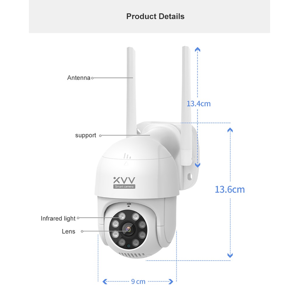 [Mã 11ELSALE hoàn 7% đơn 300K] Camera thông minh Mijia Xiaovv -MiHome APP 2K Rotate Outdoor Waterproof Wireless PTZ IP | BigBuy360 - bigbuy360.vn
