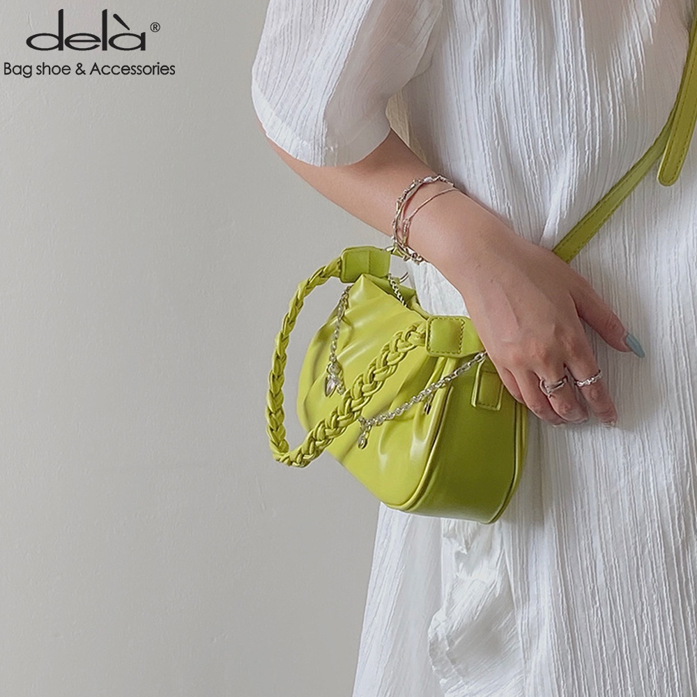 Dela Túi Đeo Vai Xách Tay Dây Xích Hình Đám Mây Xếp Ly 2022 Cho Nữ