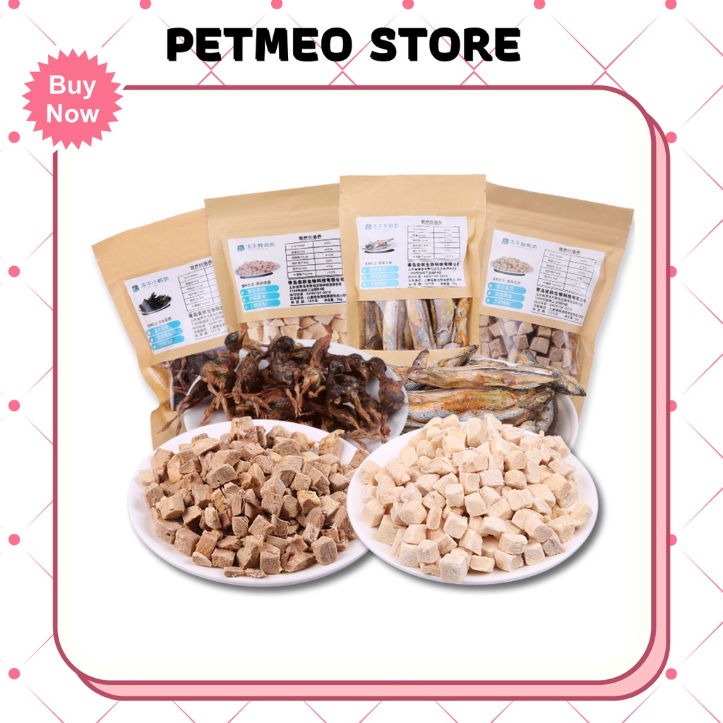 Thức Ăn Khô Sấy Đông Dạng Viên Giúp Bổ Sung Dinh Dưỡng Tăng Đạm Chó Mèo - PET MEO