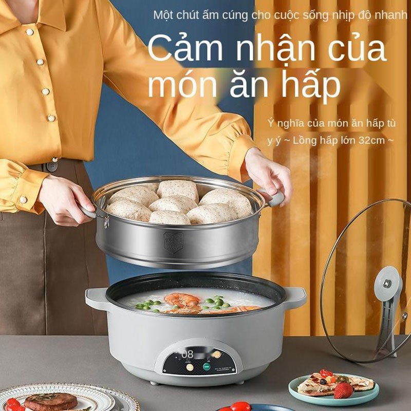 Nồi Lẩu Mini Đa Năng Xào, Hấp, Chiên, Nấu Cơm, Nấu Cháo Tặng Kèm Bộ Dụng Cụ 6 Món,Bảo hành 12 tháng