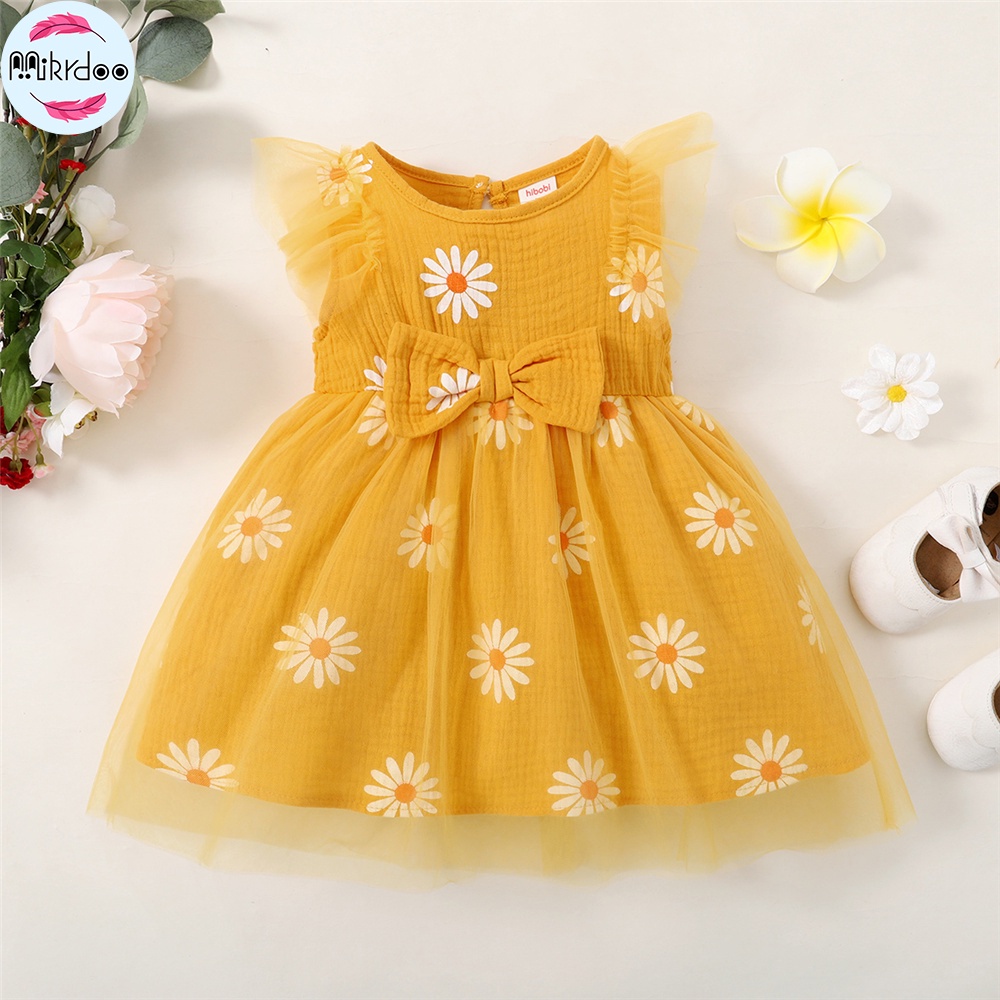 Đầm MIKRDOO sát nách hoạ tiết hoa dễ thương cho bé 1-5 tuổi