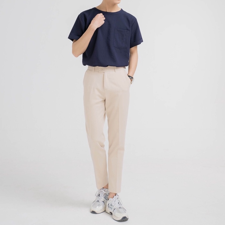 Áo phông Nam tay ngắn có túi ngực SSSTUTTER cổ tròn ngắn tay Vải Linen siêu thoáng mát 5 màu Linen Tee