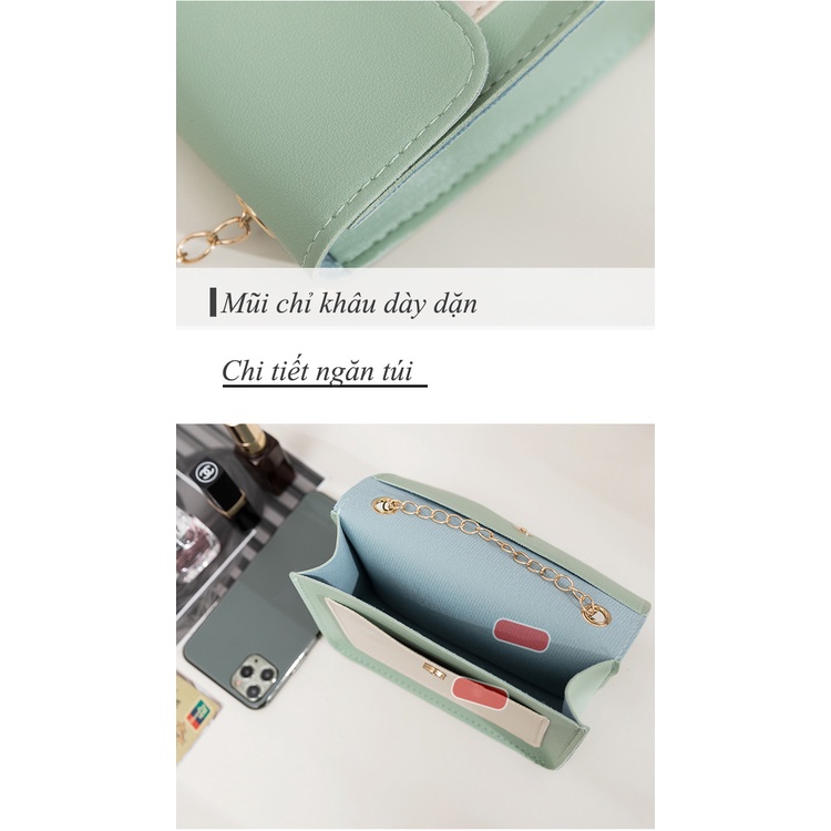 Túi xách nữ, túi xách đeo chéo dây xích khoá vương miện túi hộp 1 ngăn trẻ trung nhẹ nhàng