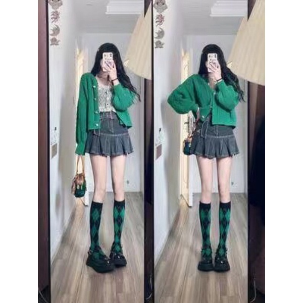 ÁO KHOÁC LEN XANH LÁ VINTAGE