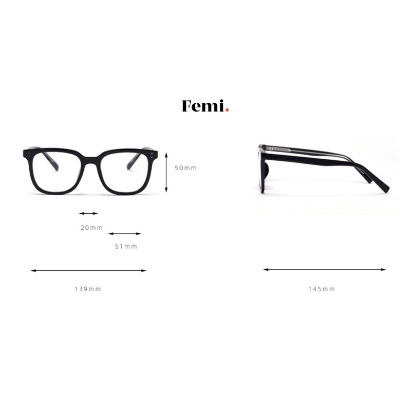 Gọng kính cận vuông Femi Decker