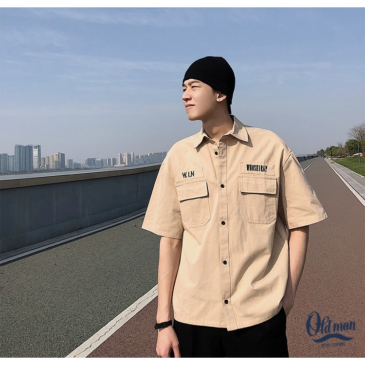 Áo Sơ Mi Kaki WHOSE Tay Ngắn Phong Cách Unisex 1HIT