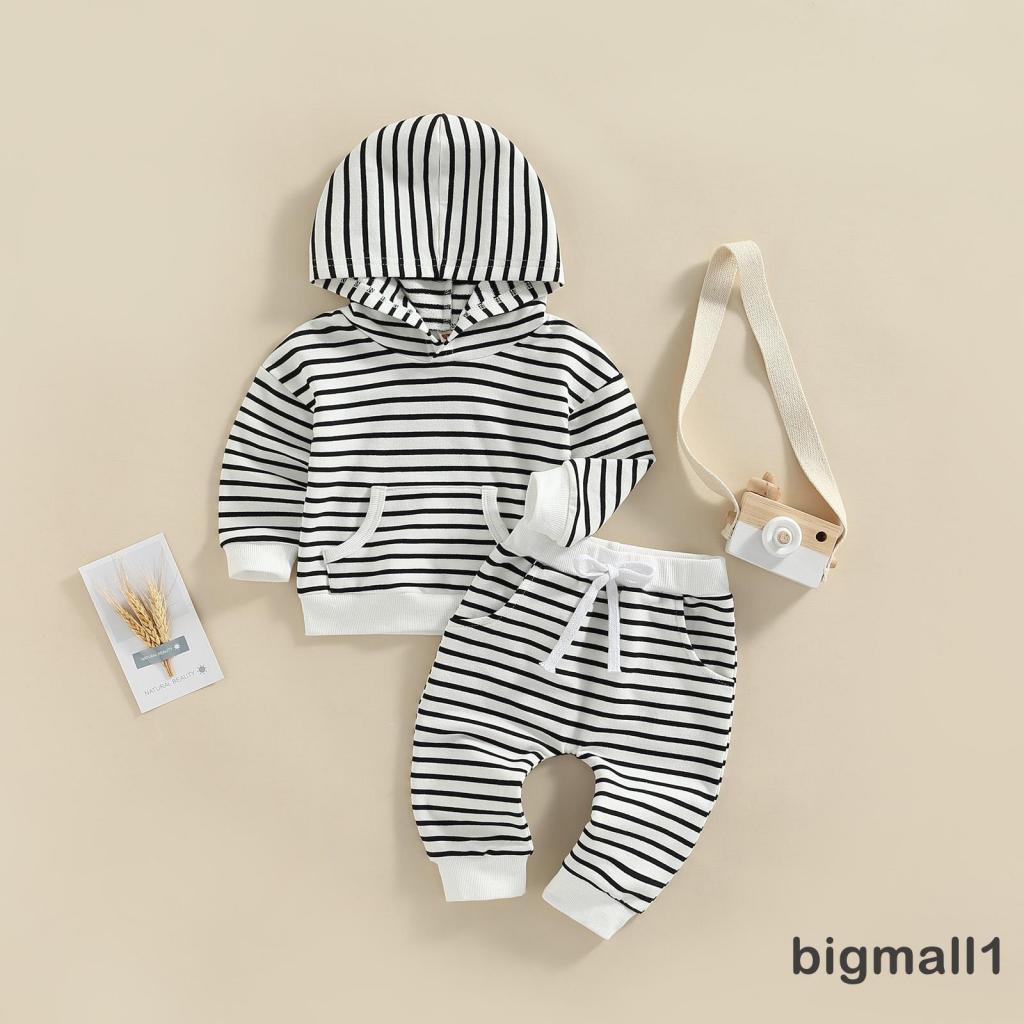 Set Áo Hoodie Dài Tay Và Quần Dài Họa Tiết Sọc Ngang Dành Cho Bé 3 Tháng Tuổi