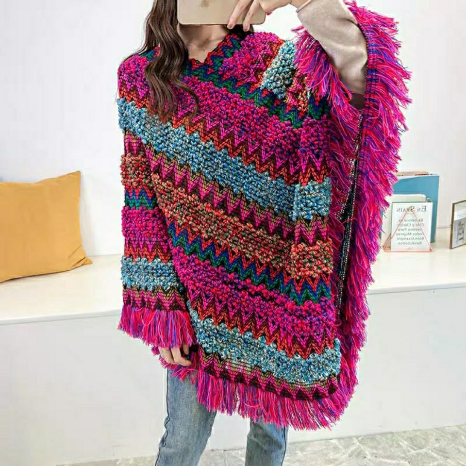 Áo choàng len cánh dơi phối tua rua thời trang 2021
 | BigBuy360 - bigbuy360.vn