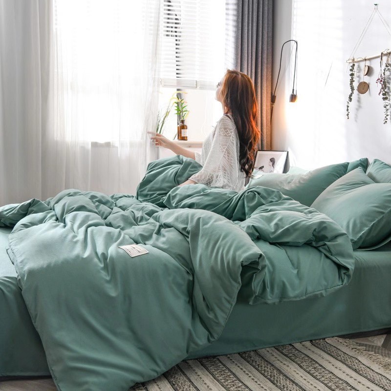 BỘ CHĂN GA GỐI COTTON TICI CAO CẤP ( CHĂN ĐÃ TRẦN BÔNG) XANH MINT - ĐỦ KÍCH THƯỚC