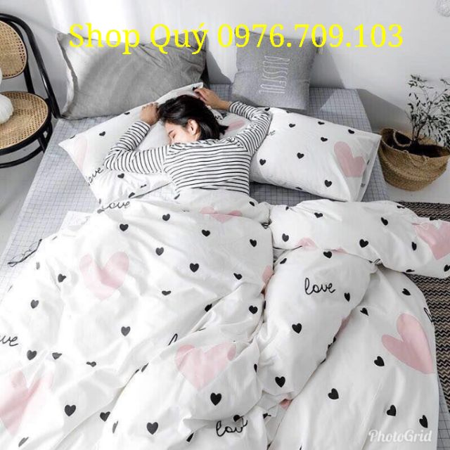 Bộ Chăn Ga Gối Nhập Khẩu Cotton poly Trái Tim (10 mẫu lựa chọn)
