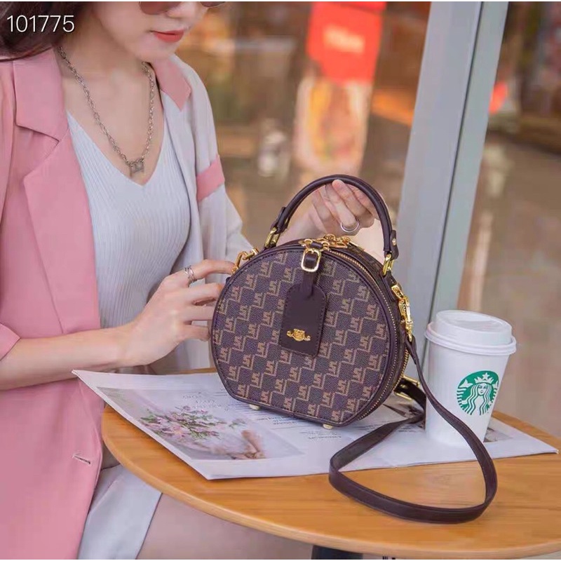 Túi xách da dáng hộp tròn fullbox cao cấp size 19cm