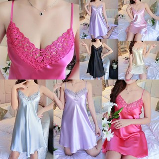 Váy Ngủ Lụa Thái Ren Ngực VAY19 bkr