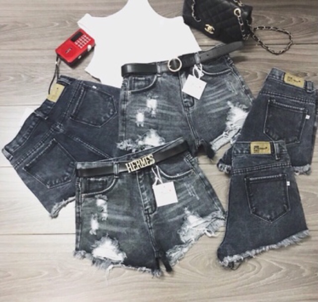 Quần short jean nữ lưng cao