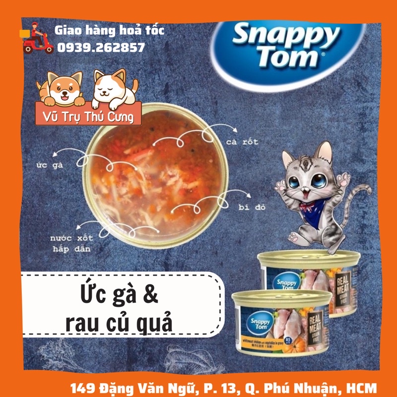 Pate Snappy Tom cho mèo, lon 85g