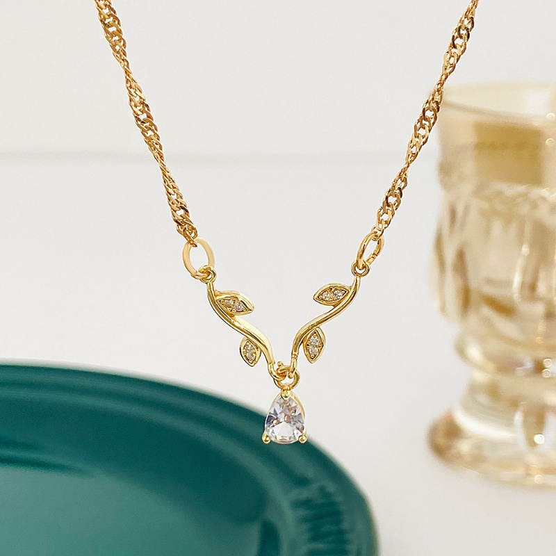 Vòng cổ Mặt Hình Giọt Nước Đính Đá Zircon Thời Trang Hàn Quốc Cho Nữ