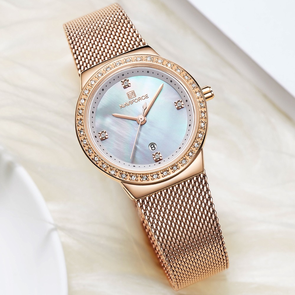 NAVIFORCE NF5005 Women Casual Fashion Mesh Band Quartz Watch | BigBuy360 - bigbuy360.vn