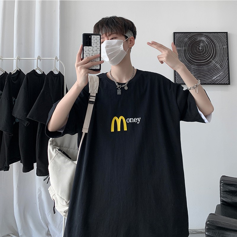 Áo thun nam nữ unisex tay lỡ phông form rộng teen cổ tròn oversize cotton giá rẻ basic đen trắng tee pull MONEY