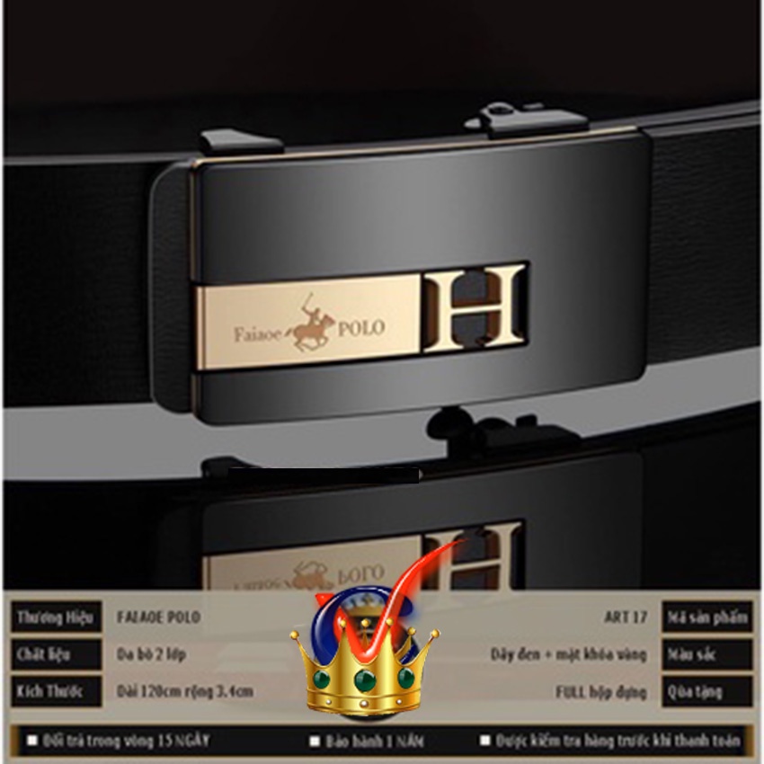 Thắt lưng da nam-dây nịt nam da bò 2 lớp FAIAOEPOLO - Full hộp  cao cấp