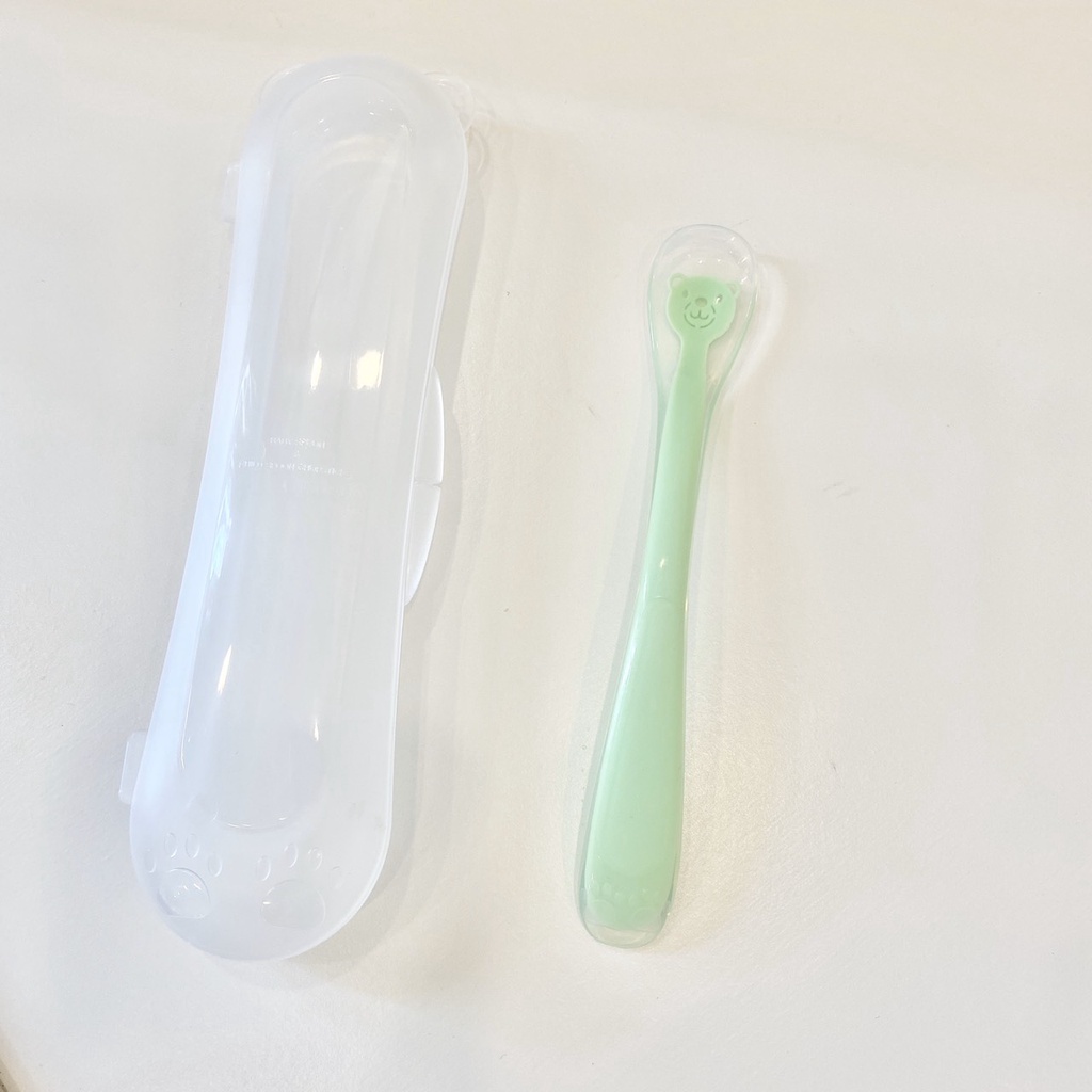 Thìa ăn dặm dài silicon SPOON kèm hộp đựng cho bé từ 6M+ chính hãng Bluemama Hàn Quốc ''Thìa ăn dặm cho bé''