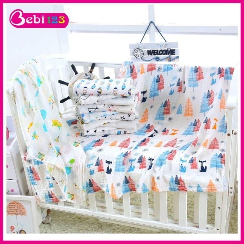 Khăn cuộn sợi tre BamBo túi lưới siêu mềm mịn 120x120cm cho bé