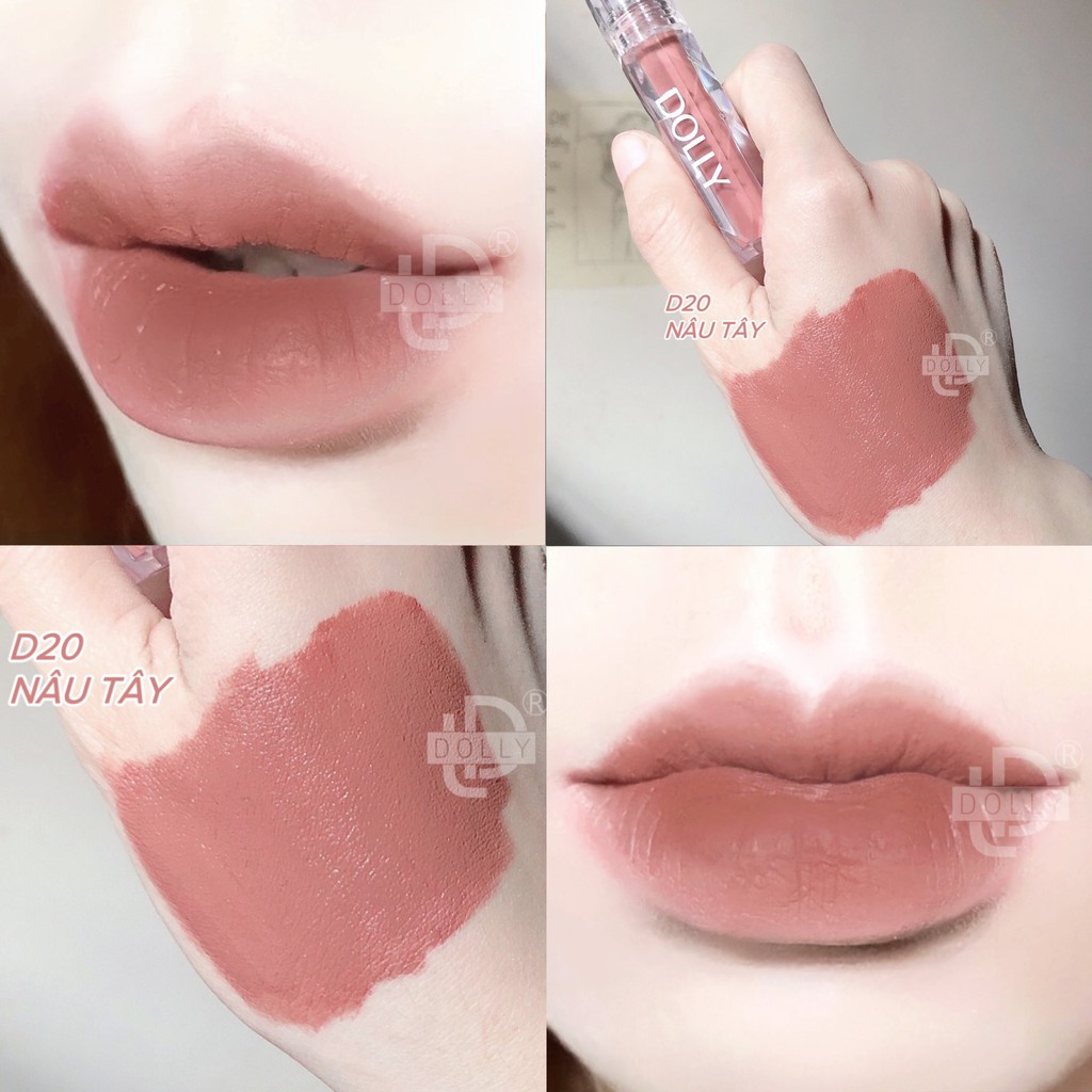 Son Lì Son Kem  DOLLY DIAMOND VELVET Không Chì Cao Cấp Chính Hãng Màu nâu tây
