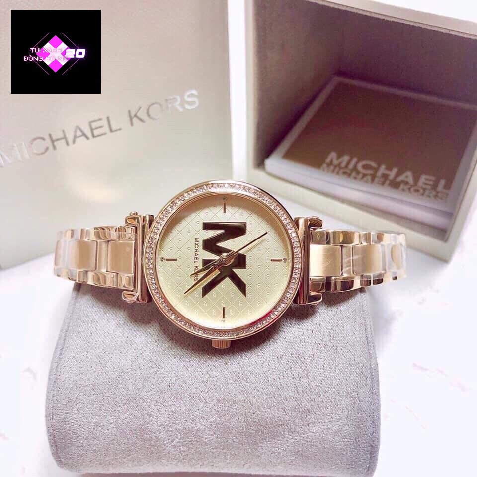 ( Sẵn 2 màu ) Đồng hồ nữ Michael Kors Sofie Quarzt Crytal MK4334 &amp; MK4335 case 36mm. 5ATM